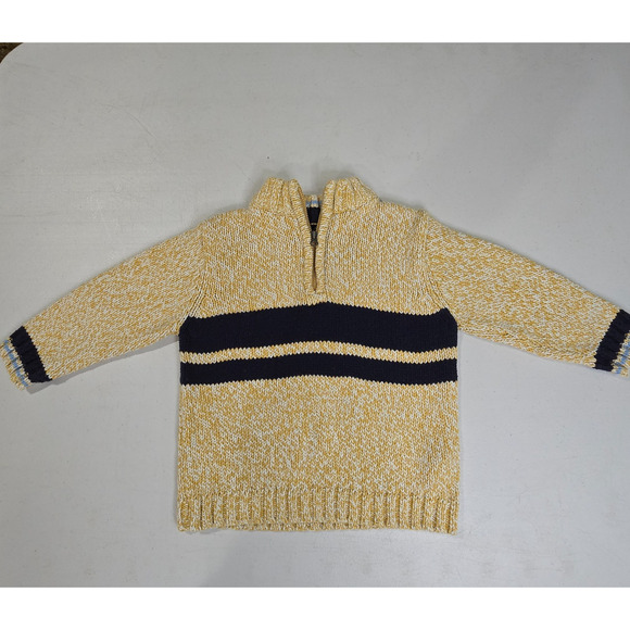 The Children's Place Other - The Childrens Place Kids Yellow Navy‎ Striped Quarter Zip Chunky Knit Sweater 3T